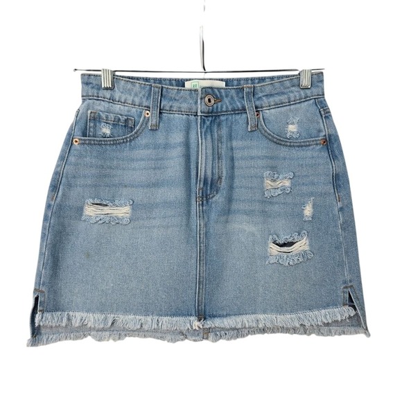 Celebrity Pink Dresses & Skirts - REgeneration Celebrity Pink Distressed Denim Mini Skirt Light Wash Blue Size 5